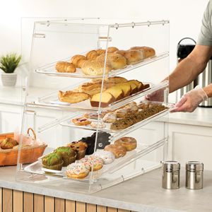 Customizable Commercial Countertop Bakery <strong>Display</strong> <strong>Case</strong> with Rear Doors 4-<strong>Tier</strong> Pastry <strong>Display</strong> <strong>Case</strong> Acrylic Clear Medium - Product Image 1