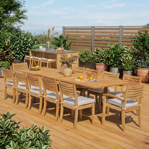 Modern <b>Outdoor</b> Garden Dining <b>Table</b> Set Solid Teak Wood Patio Furniture Chair Set Weather Resistant for Courtyard Balcony Park - Product Image 2