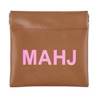 Pochette de rangement en cuir PU avec logo personnalisé pour Mahjong, fermeture automatique, pour cosmétiques, rouges à lèvres, cartes, pochette de voyage portable
