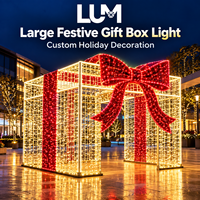 Boîte cadeau carrée lumineuse de 3m de haut, 280cm de large et 280cm de profondeur avec cadre en aluminium pour motif lumineux de Noël