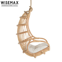 WISEMAX Fauteuil suspendu en rotin naturel, chaise balançoire en osier pour balcon et extérieur