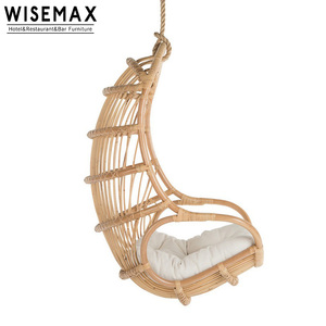 Silla Colgante Tipo Huevo de Mimbre WISEMAX, Muebles de Ocio para Balcón, Silla Colgante de Ratán Natural - Product Image 3
