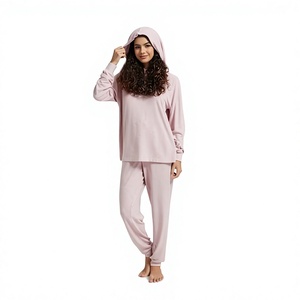 Women Solid Color Hooded Long Sleeve Loose Fit Cotton <b>Tracksuit</b> Set Casual Full Length Pants Breathable Spring Wear - Product Image 2