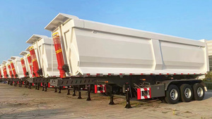 Remorque semi-chargeuse basculante robuste en acier, 3 axes, 60 tonnes, 50 tonnes, avec suspension, pour tracteur, qualité supérieure, vente en gros d'usine - Product Image 5