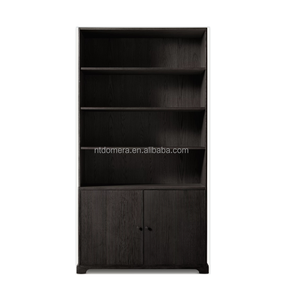 RH legno massello impiallacciatura scaffale regolabile pomello ottone libreria - Product Image 4