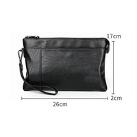 Tas Clutch Bisnis Kulit PU Premium Pria, Logo Custom, Tempat Kartu, Tahan Air, Tali Pergelangan Tangan Lepas Pasang, Dompet
