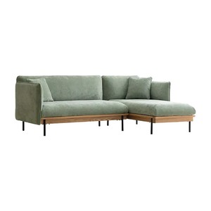 Funda de terciopelo lavable para sofá de 3 plazas en forma de L de estilo nórdico HANI con marco de madera natural y patas de acero para sala de estar - Product Image 2