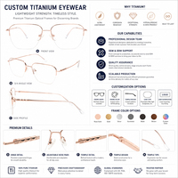 Monturas de Gafas de Titanio de Media Montura Readsun, Diseño Rectangular Moderno y Ligero, Monturas Ópticas Unisex para Adultos