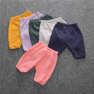 Contes d'enfants printemps été Style coréen anti-moustiques <span class=keywords><strong>coton</strong></span> froissé <span class=keywords><strong>gaze</strong></span> lanterne <span class=keywords><strong>pantalon</strong></span> pour garçons jambe large bébé à revers - Product Image 5