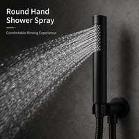 Système de douche encastré en acier inoxydable noir avec bouton poussoir et douchette à effet pluie, vente en gros
