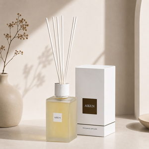 Aikun 2200ml Metal Nickel Box Logo Custom Scent Long Lasting 30pcs Fast Response Frosted Square Glass Aroma <b>Reed</b> <b>Diffuser</b> Set - Product Image 1