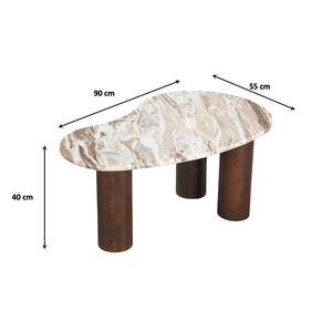 Table basse en forme de rein Luma avec dessus en marbre fossile Pieds en bois Design contemporain pour la maison ou l'hôtel Disponible pour le prix - Product Image 3