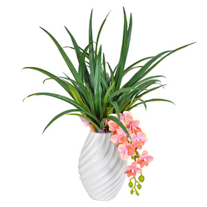 Bouquet de feuilles d'orchidée artificielle Laixing en PVC, verdure pour la décoration de la maison, jardinage de balcon avec herbe - Product Image 5
