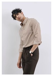 T-Shirt sottile in <span class=keywords><strong>raso</strong></span> a righe prezzo competitivo per <span class=keywords><strong>uomo</strong></span> taglie forti abbigliamento <span class=keywords><strong>uomo</strong></span> manica lunga Casual elegante autunno <span class=keywords><strong>camicia</strong></span> <span class=keywords><strong>nera</strong></span> - Product Image 3