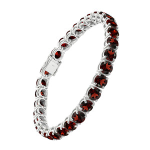 Pulsera de Plata de Ley con Granate, Acabado Clásico de Alto Brillo, Engaste de Garra, para Fiestas y Bodas - Product Image 5