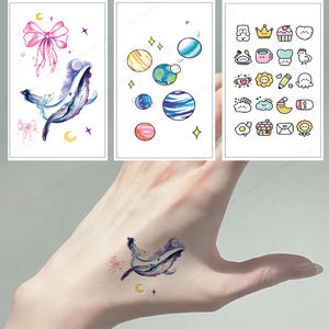 1 Juego por 8 hojas mini diseños coloridos tatuaje delfines pegatinas de tatuaje temporal duraderas - Product Image 2