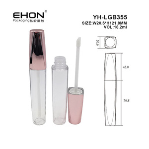 Tubes de gloss à lèvres en plastique vides 18 ml PETG transparent avec capuchon rose électroplaqué à vis, emballage cosmétique pour maquillage - Product Image 2