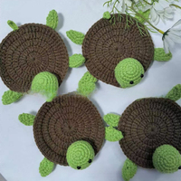 Nouveaux sous-verres en crochet faits main en forme de tortue, tapis résistants à la chaleur en acrylique, motif tortue de mer mignonne tricotée à la main, design moderne style ferme