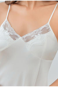 New Design <b>Sexy</b> Satin Chiffon Slip Nightgown Women <b>Plus</b> <b>Size</b> Elastic Waist Knee Summer Lace Trim Sheer Sleepwear <b>Dress</b> Wear - Product Image 4