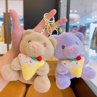 Porte-clés Ours en Peluche Gâteau, Charme de Sac Ours Mignon et Doux, Pendentif de Sac à Dos pour Couple, Mini Jouet en Peluche Exquis en Gros