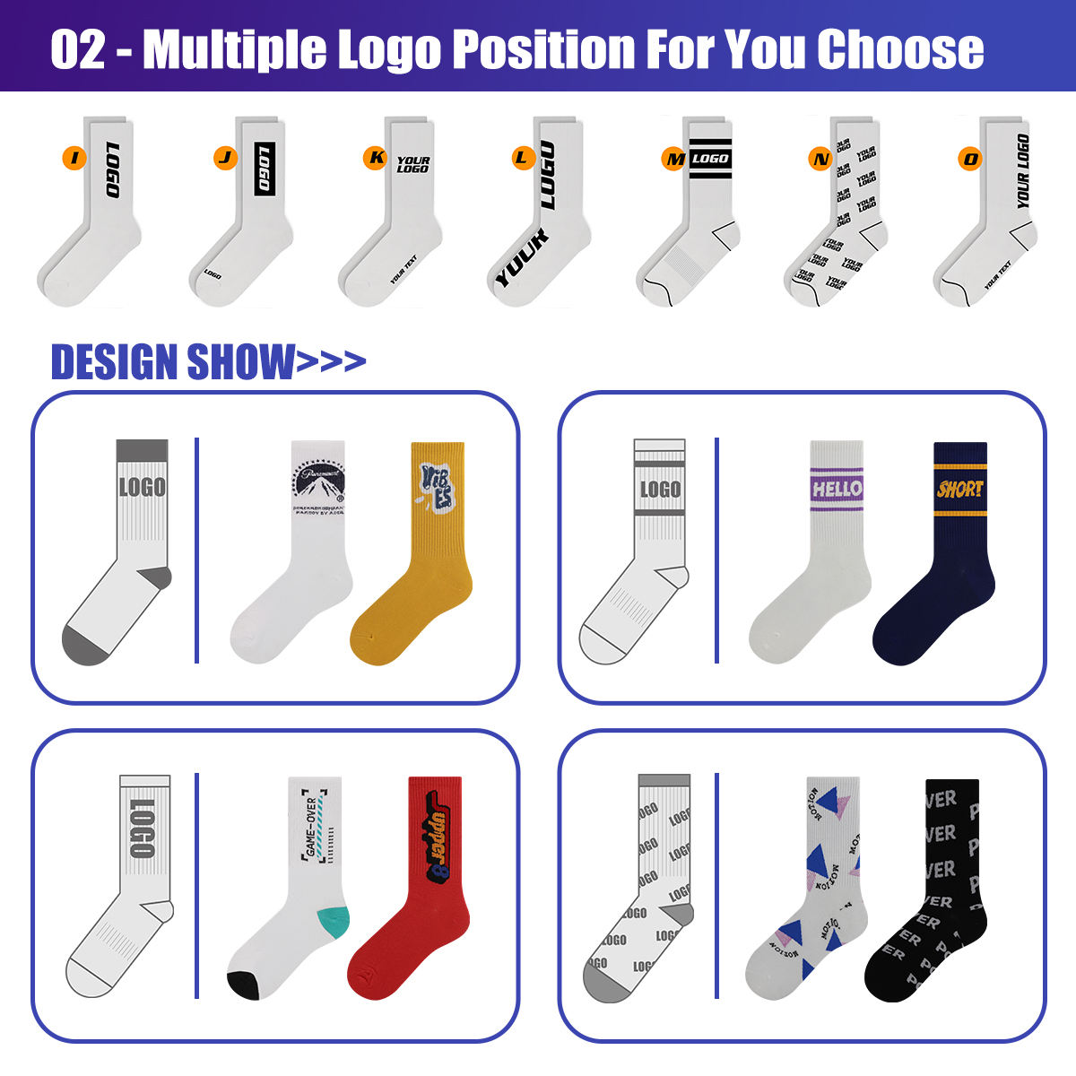 FREE DESIGN & MOCK-UP Design Your Own Logo Cotton Crew Sport Sock Breathable Custom Logo Cotton Sports Sock