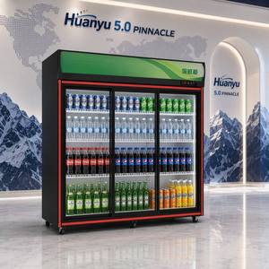 Réfrigérateur vertical <span class=keywords><strong>noir</strong></span> pour boissons, vitrine réfrigérée avec porte coulissante en verre, congélateur pour boissons froides pour supermarché - Product Image 4