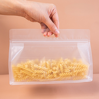 Emballage de sac à biscuits en plastique mat à fond plat à scellage à huit côtés pochette de sac à fermeture éclair en plastique givrée personnalisée avec poignée