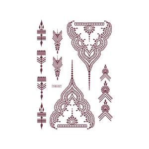 Autocollants de tatouage au henné brun floral, sans danger pour la peau, imperméables, longue durée, motifs traditionnels, tatouage temporaire pour femmes - Product Image 5