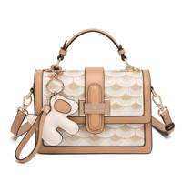 Sacs à main en PU de marque pour femmes avec logo, chaînes et décoration de serrure, poignée unique, fermeture ouverte, doublure en polyester imperméable, 30x12x20cm
