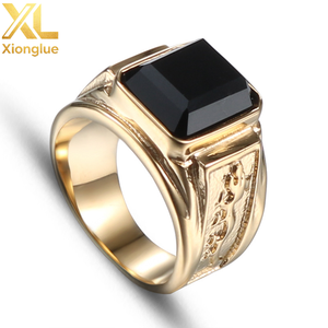 <b>Mens</b> High Polished Pvd Gold Plated Shiny <b>Black</b> Red Blue Crystal Rhinestone <b>Ring</b> - Product Image 4