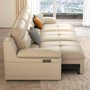 Divano Letto Elettrico in Vera Pelle, Stile Italiano Minimalista, per Soggiorno, Dritto, a Due e Tre Posti, Nuovo Design Retrattile Tutto-in-Uno - Product Image 4