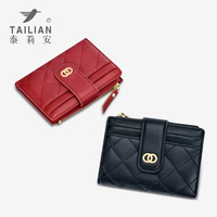 Dompet Kartu Kulit PU Slim Wanita dengan Logo Custom, Warna Candy Modis, Desain Portabel Pendek untuk Pemilik Kartu