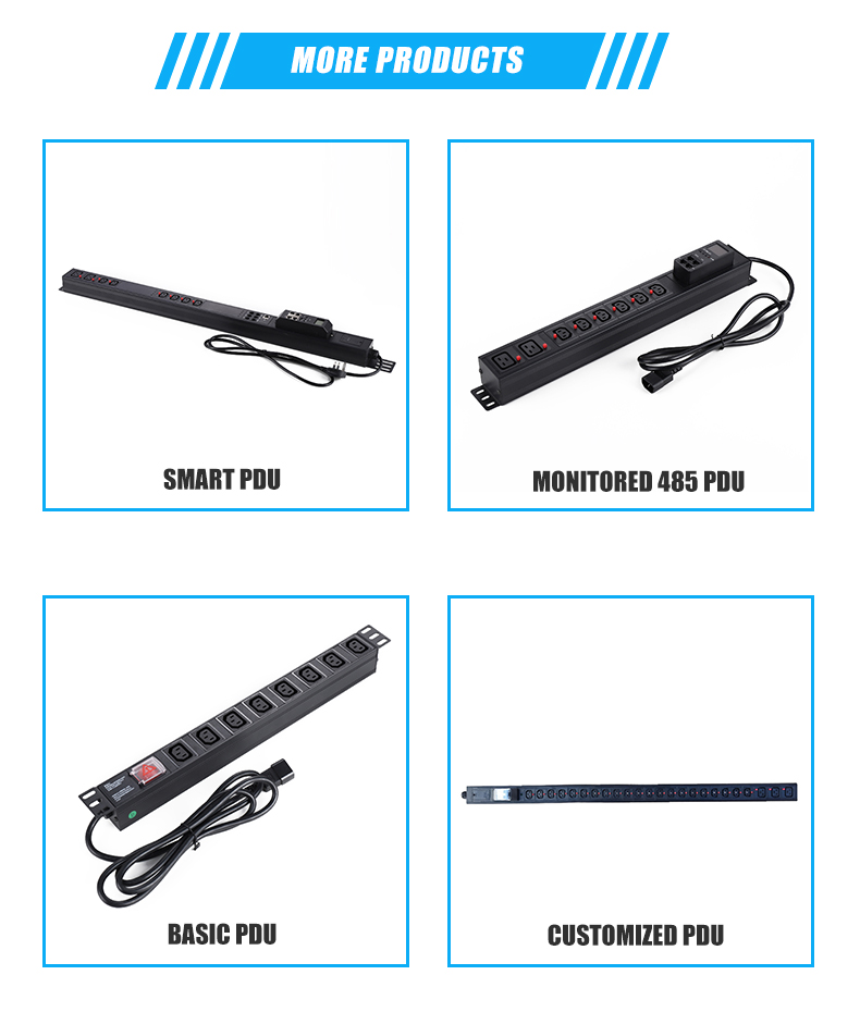 French Type 8 Way Rack Mount Power Distribution Unit For Server Rack 250V Aluminum Alloy Shell