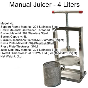 <span class=keywords><strong>Presse</strong></span> manuelle en acier inoxydable pour fruits et vins, pour cidre de <span class=keywords><strong>pomme</strong></span>, raisin, pressage de résidus, machine à presser les graines, les noix, le miel, pour la fabrication de bière artisanale - Product Image 4