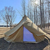 Grande tente de glamping spacieuse 4m en toile de polycoton, tente cloche pour le camping