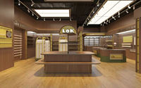 Comptoirs d'exposition lumineux en métal sur mesure - Marque Maxsen, dos solide rectangulaire, couleur et taille personnalisées pour librairies, cafés, lieux culturels