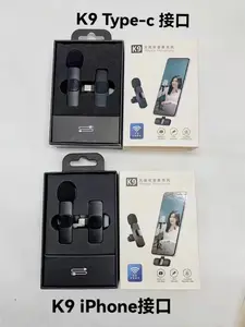 Usine En Gros Portable Sans Fil Stéréo Lavalier Microphone Interview En Direct En Plein Air Noir Téléphones Intelligents Shenzhen K9 ABS Aliuosi