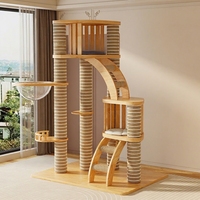 Arbre à chat en bois massif, structure d'escalade et lit tout-en-un pour chats de grande taille, design compact et luxueux, grande taille pour les chats de type Maine Coon