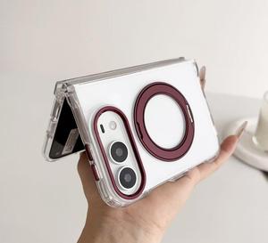 Clear Electroplated Magnetic <b>Ring</b> Kickstand Shockproof PC Case with Wireless Charging Compatible for Foldable Flip <b>Phone</b> - Product Image 2
