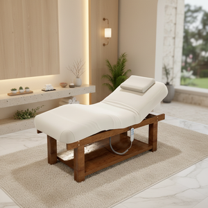 Lit de massage de luxe haut de gamme en bois massif, moderne, pour les soins du visage et des cils, utilisation en salon ou en salon de beauté, confortable et réglable - Product Image 1