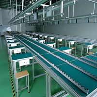 Poste de travail de ligne d'assemblage semi-automatique CST, convoyeur à bande contrôlé par PLC, vitesse réglable (1-60 m/min), capacité personnalisable