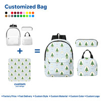 Sac à dos imperméable OEM imprimé, ensemble de 3 pièces, motif géométrique, sac à dos scolaire, sac à lunch isotherme, trousse à papeterie, logo personnalisé