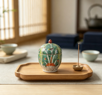 Pot en porcelaine à couvercle, style Chinoiserie, peint à la main, motif chou chinois, mini pot à bok choy, pot de rangement en céramique Famille Rose pour bibelots