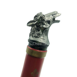 Verseur de bouteille de vin personnalisé, en liège, pour Halloween, accessoires en acier inoxydable, bec en métal, fleur de vin de cheval, animaux - Product Image 2
