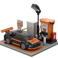 Nuevo Modelo Personalizado de Gasolinera para Escena de Laboratorio, Bloques de Construcción de Coches, Regalo Personalizado con IP, Set de Bloques de Construcción de Plástico