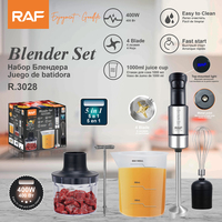 Ensemble de mixeur plongeant RAF R.3028 5 en 1, robot culinaire avec gobelet à jus de 1000 ml, 4 lames, mixeur à démarrage rapide, facile à nettoyer
