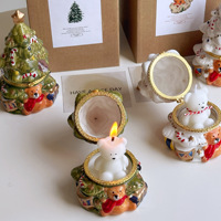 Bougie aromatique en céramique en forme de sapin de Noël avec 1 mèche pour accessoires photo, cadeaux d'anniversaire, décoration intérieure