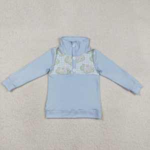 T-shirt à manches longues pour bébé garçon, motif à carreaux bleu, motif de golf, vêtements de printemps, BT1492 rts - Product Image 2
