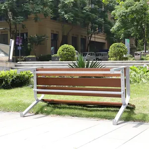 180cm Long Teak Woodren Garden Waiting Chair Outdoor Bench Legs Aluminum Solid Wood Slats Seat For Park Street Public Furniture