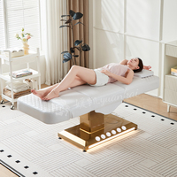Lit de massage inclinable moderne avec lumière Table de massage 3 moteurs Réglable électrique Blanc Salon de beauté Spa Esthéticienne Lit de soin du visage